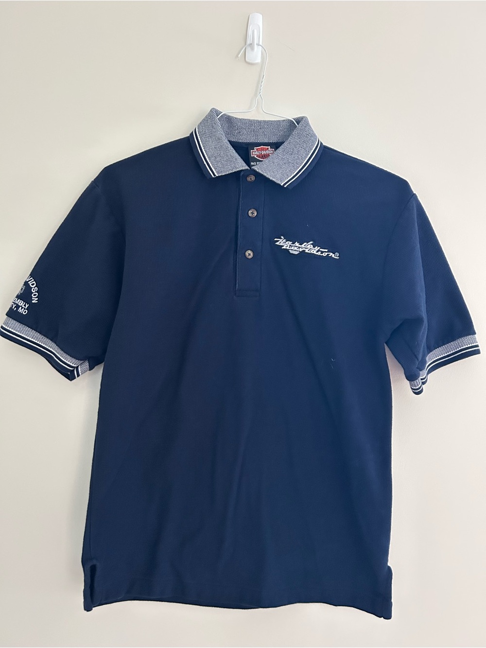 Harley-Davidson Men’s Navy Polo Shirt with Contrast Collar size medium